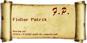 Fidler Patrik névjegykártya